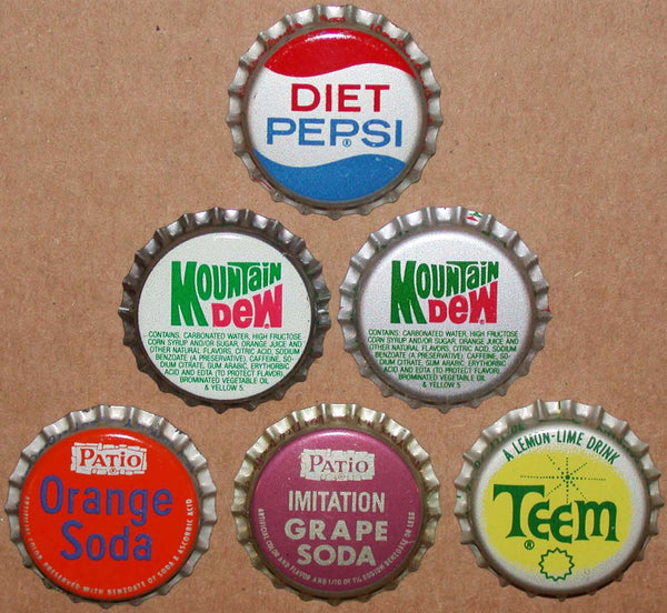 Vintage soda pop bottle caps PEPSI PEPSI COLA Collection of 6 different unused