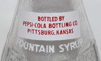 Vintage soda pop bottle PEPSI COLA Fountain Syrup 1943 Pittsburg Kansas excellent++