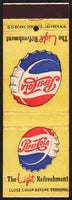 Vintage matchbook cover PEPSI COLA The Light Refreshment bottle cap logo pictured