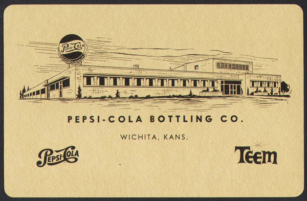 Vintage playing card PEPSI COLA TEEM building Pepsi-Cola Bottling Wichita Kansas