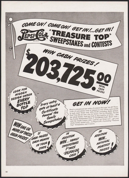 Vintage magazine ad PEPSI COLA from 1948 Treasure Top Sweepstakes Contest 2 page