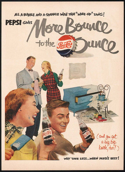 Vintage magazine ad PEPSI COLA from 1951 More Bounce to the Ounce soda bottles