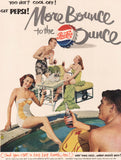 Vintage magazine ad PEPSI COLA More Bounce to the Ounce 1951 summer pool scene