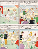Vintage magazine ad PEPSI COLA from 1947 tennis cartoon with Alvah Posen artwork