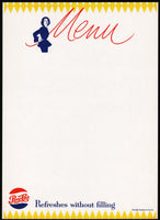 Vintage menu PEPSI COLA woman pictured Refreshes Without Filling unused n-mint+