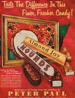 Vintage magazine ad PETER PAUL ALMOND JOY AND MOUNDS 1951 candy bars pictured