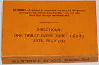 Vintage box PETERS COLD TABLETS Peters Drug Co Sedalia Missouri new old stock