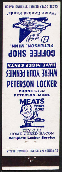 Vintage matchbook cover PETERSON LOCKER and COFFEE SHOP from Peterson Minnesota