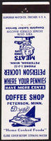 Vintage matchbook cover PETERSON LOCKER and COFFEE SHOP from Peterson Minnesota