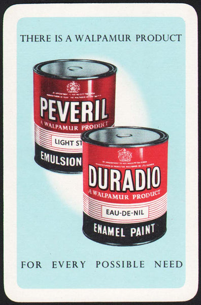 Vintage playing card PEVERIL DURADIO paint cans pictured Walpamur Co Darwen London