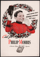 Vintage magazine ad PHILIP MORRIS Cigarettes 1943 Johnny and Christmas wreath