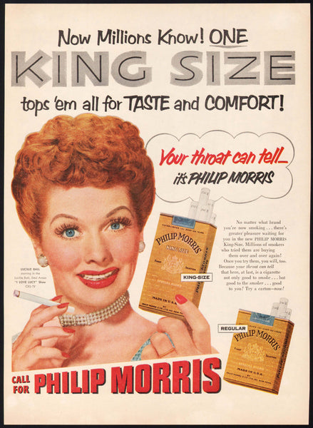 Vintage magazine ad PHILIP MORRIS KING SIZE CIGARETTES 1953 Lucille Ball pictured