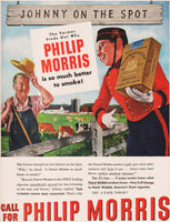 Vintage magazine ad PHILIP MORRIS cigarettes from 1946 Johnny and farmer pictured