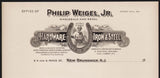 Vintage letterhead PHILIP WEIGEL JR Hardware Iron Steel New Brunswick NJ early