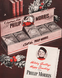 Vintage magazine ad PHILLIP MORRIS cigarettes 1945 Johnny with holly and carton
