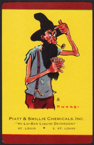 Vintage playing card PIATT SMILLIE CHEMICALS yellow Paul Webb hillbilly St Louis