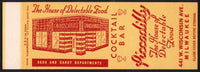 Vintage matchbook cover PICCADILLY Restaurant Milwaukee Wisconsin salesman sample