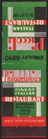 Vintage matchbook cover PICCOLI Italian Restaurant Nicholas Piccoli Philadelphia