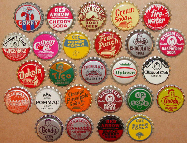 Vintage soda pop bottle caps ALL WITH PICTURES Collection of 26 different unused