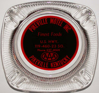 Vintage glass ashtray PIKEVILLE MOTEL INC Pikeville Kentucky new old stock n-mint+