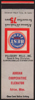 Vintage matchbook cover PILLSBURYS BEST XXXX FEEDS Adrain Cooperative Minnesota