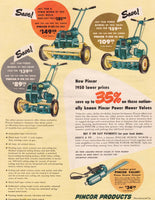 Vintage magazine ad PINCOR PRODUCTS LAWN MOWERS 1950 power mowers trimmer pictured