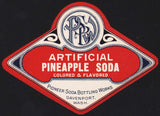 Vintage soda pop bottle label PSBW PINEAPPLE SODA Pioneer Davenport Washington
