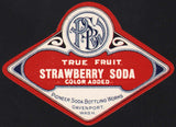 Vintage soda pop bottle label PSBW STRAWBERRY SODA Pioneer Davenport Washington