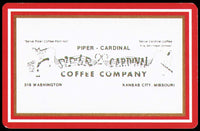 Vintage playing card PIPER CARDINAL COFFEE white background Kansas City Missouri
