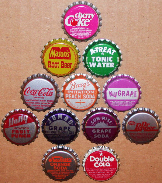 Vintage soda pop bottle caps 12 DIFFERENT plastic lined mix #9 new old stock