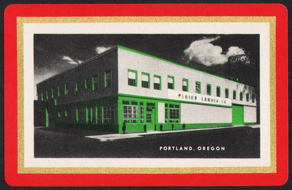 Vintage playing card PLEIER LUMBER CO picturing their building Portland Oregon