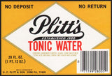 Vintage soda pop bottle label PLITTS TONIC WATER York PA new old stock n-mint+
