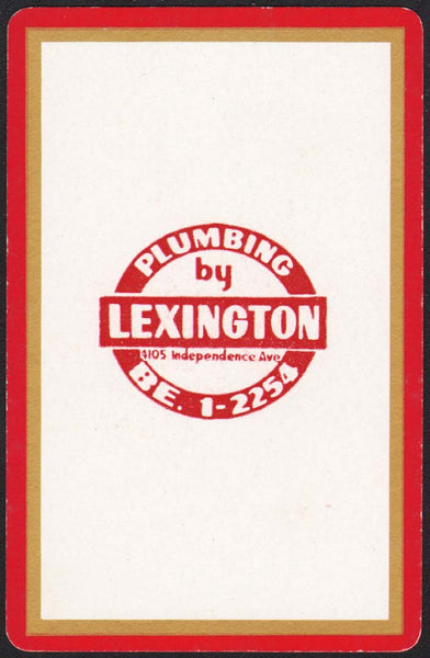 Vintage playing card PLUMBING BY LEXINGTON 4105 Independence Ave Kansas City MO