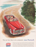 Vintage magazine ad PLYMOUTH from 1949 red convertible pictured H Miller artwork