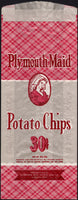 Vintage bag PLYMOUTH MAID potato chips woman pictured Plymouth Mass unused n-mint
