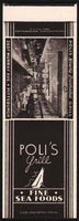 Vintage matchbook cover POLIS GRILL Fine Sea Foods Pittsburgh salesman sample