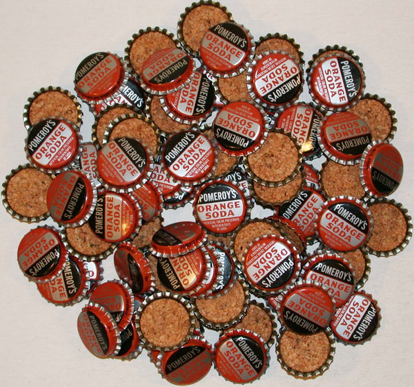 Soda pop bottle caps Lot of 100 POMEROYS ORANGE cork lined unused new old stock