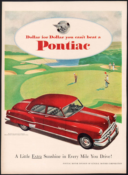 Vintage magazine ad PONTIAC AUTOMOBILE 1951 GM Pontiac Eight and Indian logo pictured