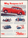 Vintage magazine ad PONTIAC from 1940 red Special Six 4 Door Touring Sedan car