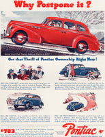 Vintage magazine ad PONTIAC from 1940 red Special Six 4 Door Touring Sedan car