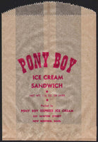 Vintage bag PONY BOY Ice Cream Sandwich New Bedford Mass new old stock excellent++
