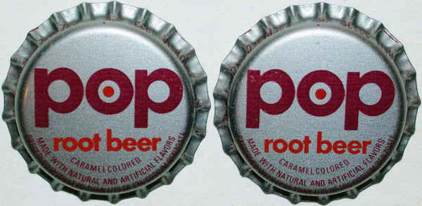 Soda pop bottle caps POP ROOT BEER Lot of 2 plastic lined unused new old stock