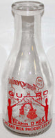Vintage milk bottle PORTLAND MILK PRODUCERS ASSN guards and girl TRPQ pyro quart