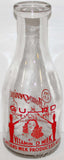 Vintage milk bottle PORTLAND MILK PRODUCERS ASSN guards and girl TRPQ pyro quart
