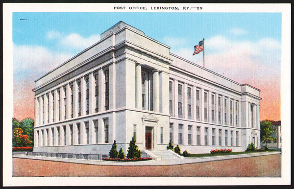 Vintage postcard POST OFFICE picturing the old building Lexington Kentucky linen