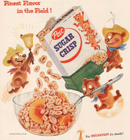 Vintage magazine ad POST SUGAR CRISP cereal 1955 three honey bears pictured
