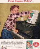 Vintage magazine ad POST SUGAR CRISP CEREAL 1958 Dick Sargent artwork boy piano