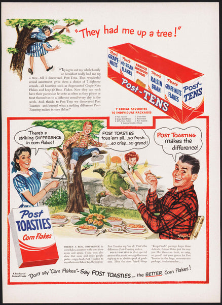 Vintage magazine ad POST TOASTIES from 1949 family pictured Leon Gregori art