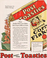 Vintage magazine ad POST TOASTIES Double Thick 1924 cereal box pictured Fletcher art
