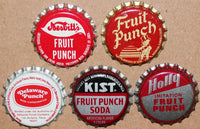 Vintage soda pop bottle caps PUNCH FLAVORS Lot of 7 different new old stock